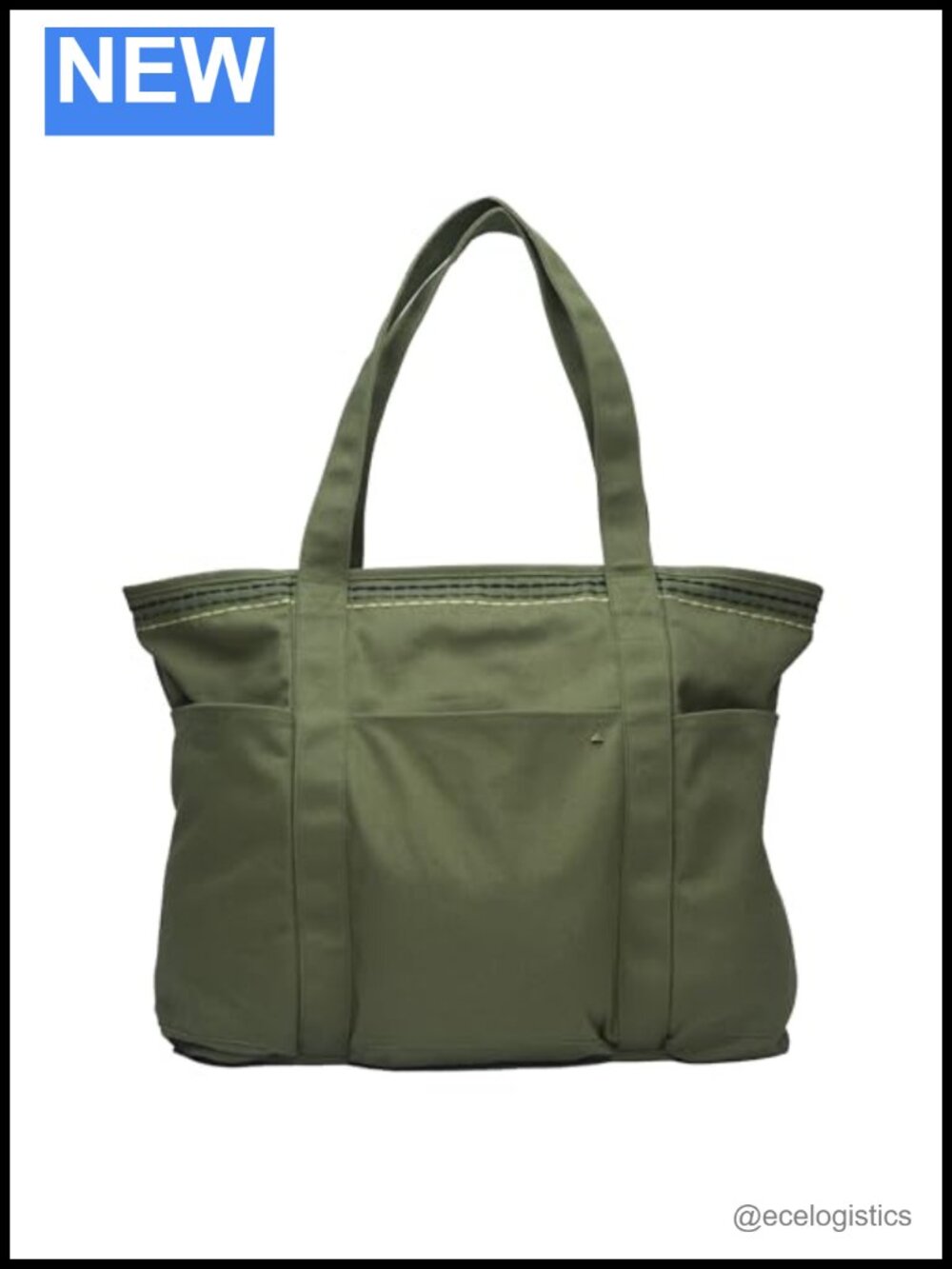 Canvas Tote Bag with Padded Laptop Sleeve, Zipper Closure, 5 Pockets